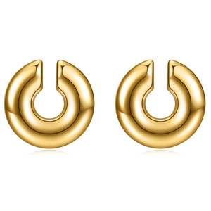 Stainless Steel Hoop Earrings 11mm Thick Cylindrical Hollow <b>Ear</b> <b>Clips</b> Fashion Jewelry Black Silver Gold Color Options - Product Image 3
