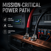 Kabel Inverter Baterai Tembaga Murni Profesional 2 AWG Merah Hitam Inti Tunggal dengan Lugs untuk Solar RV Otomotif