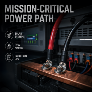 Kabel Inverter Baterai Tembaga Murni Profesional 2 AWG Merah Hitam Inti Tunggal dengan Lugs untuk Solar RV Otomotif - Product Image 3