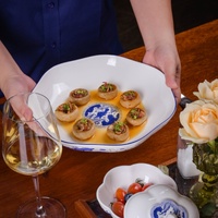 Assiettes à fleurs Vaisselle en porcelaine Plats en porcelaine Ensemble d'articles de salle à manger Marché de la vaisselle à Guangzhou Plats de service pour la restauration