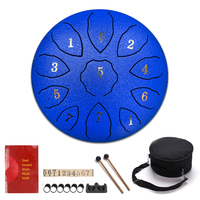 8 Inch Titanium Alloy Single Layer Steel Tongue Drum 11 Notes Mallet Finger Picks Percussion Meditation Yoga Non-Slip