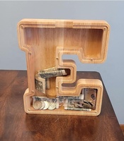 Tirelire Alphabet E personnalisée tirelire en bois pour enfants garçons filles enfant en bas âge anniversaire cadeau de Pâques économies de pièces durables