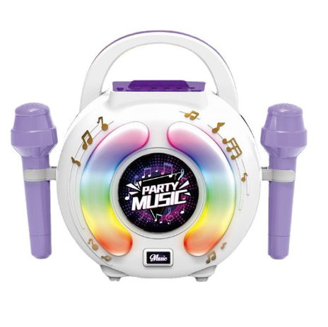 Children's Multi-functional Singing Speaker Portable Karaoke RGB LED Light Sound Dual Microphone Educational Toy Radio Plastic