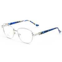 WHEF-CD9702 Montures de lunettes optiques de haute qualité en métal œil de chat pour tous les types de visage avec branches en acétate