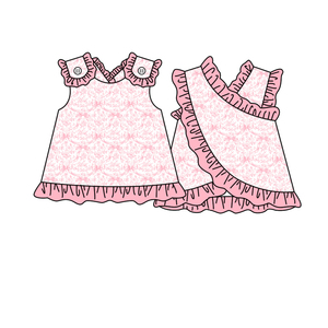 Conjuntos de 2 Piezas de Ropa para Niñas, Camiseta sin Mangas con Lazo de Flores, Algodón y Spandex Transpirable, Pantalones Cortos Tipo Pañal, Ropa para Hermanas - Product Image 5