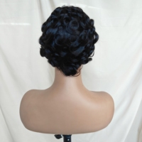 Perruque courte bouclée en cheveux humains Remy brésiliens, fabriquée à la machine, coupe pixie, pour femmes noires, perruque en cheveux humains noirs naturels