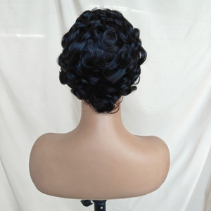 Peluca de Cabello Humano Remy Brasileño, Estilo Bob, Hecha a <span class=keywords><strong>Máquina</strong></span>, Corta y Rizada, Corte <span class=keywords><strong>Pixie</strong></span>, para Mujeres Negras, Color Negro Natural - Product Image 5
