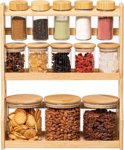 280ML Glass Canisters Bamboo Lids Spoons Coffee Containers <b>Kitchen</b> Accessories Party Food <b>Storage</b> Multifunction High Quality - Product Image 1