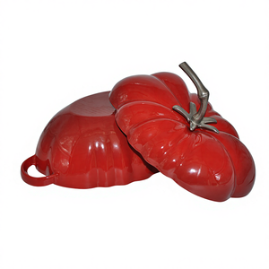 Olla Holandesa de Hierro Fundido Esmaltado Rojo de Alta Calidad con Forma de Tomate de 27 cm con Tapa Antiadherente para Cocinar en la Cocina - Product Image 5