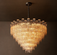 Lustre design moderne pour plafond haut, lampe suspendue décorative pour salon, salle à manger, maison, luminaire suspendu en verre