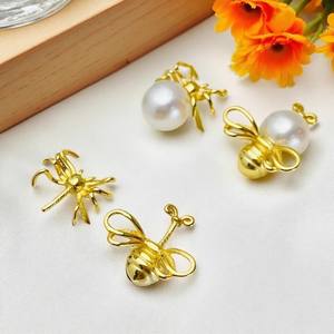 22507DIY Pearl Accessories S925 <b>Silver</b> <b>Bee</b> Earnail with 6-7mm Round Beads Empty Stand and Fashionable Round Beads <b>Earrings</b> - Product Image 1