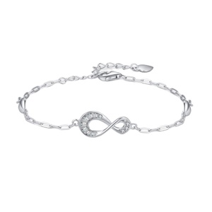SPJ High Quality 925 Sterling Silver <b>Infinity</b> Love Luxury CZ <b>Bracelet</b> Chain Link for Women Romantic Wedding Jewelry Gift - Product Image 1