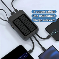 Batterie externe solaire 10000 mAh avec 4 câbles de charge intégrés, sortie USB, lampe torche LED et indicateur de batterie, chargeur portable pour l'extérieur