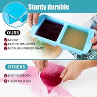 Cetakan Es Batu Silikon dengan Tutup 2 Cup, Wadah Penyimpanan Kaldu Sup 3 Pack, Dapat Ditumpuk, Bebas BPA -40 ℉   ke 446 ℉