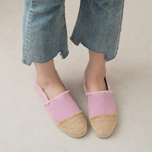 Nouvelles mules en toile <span class=keywords><strong>rose</strong></span> à franges pour femmes, design à bout fermé, chaussures à <span class=keywords><strong>plateforme</strong></span> en jute tissée, espadrilles d'été - Product Image 4