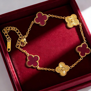 <span class=keywords><strong>Bracelet</strong></span> de luxe tendance en acier inoxydable 18K, double face, trèfle à quatre feuilles gravé au laser, <span class=keywords><strong>diamant</strong></span> et pierre naturelle, pour soirée - Product Image 4