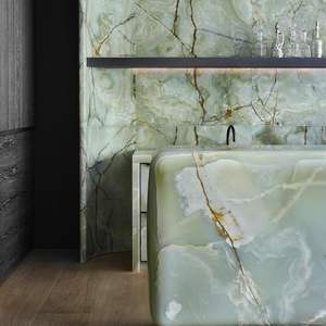 SHIHUI fabrika doğal mermer plakalar yeşil oniks taş grafik tasarım 3D modeli tasarım masa banyo duvar oniks fayans için cilalı - Product Image 6