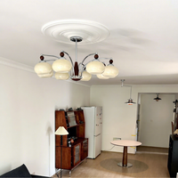 Lustre de salon de style Bauhaus chromé du milieu du siècle, conçu par des designers, en bois massif et verre persimmon, luminaire suspendu LED
