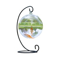 Vase en verre de forme ronde avec cadre en métal