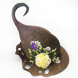 Sombrero de bruja de Halloween con forma de cono, color marrón con flores, para fiestas, disfraces, juegos de rol - Product Image 5