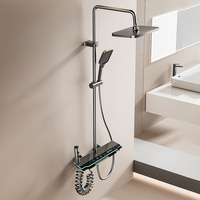 Ensemble de douche numérique chaud et froid en aluminium avec affichage LED, pommeau de douche pluie, lumière ambiante LED, design fin, vente directe usine en gros