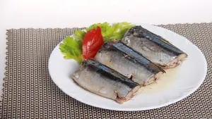 Chile jurel amarrado mackerel marítimo peixe de estanho em brine 425g haccp aprovado