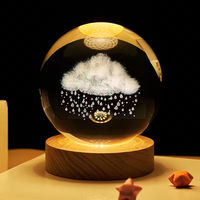 Vente chaude Décoration de La Maison Base En Bois Boule De Cristal Veilleuse Boule De Cristal Lampe