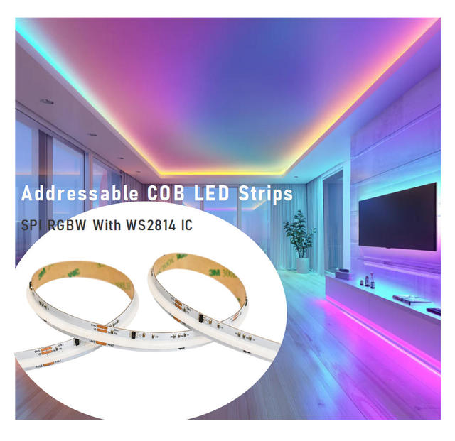 Full Magic Digital IP20 Remote Control COB RGBIC Addressable Smart RGBW 24V LED Strip Light