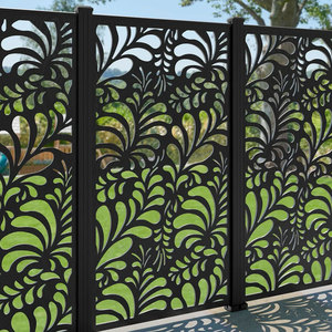 Barandillas de aluminio para balcones con listones de madera, diseño contemporáneo, montaje en pared, paneles de vidrio resistentes al óxido para uso en exteriores - Product Image 3