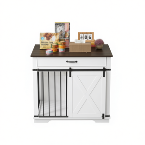 Cage pour chien, mobilier d'intérieur, niche de petite taille en bois, maison pour animaux de compagnie multifonctionnelle, style classique, porte coulissante horizontale - Product Image 1