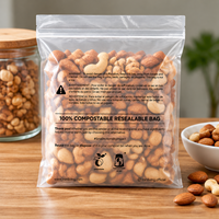 Sac de rangement refermable biodégradable avec poignée, à base de plantes, écologique, réutilisable pour le stockage et l'emballage des aliments