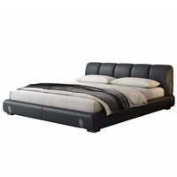 Lit en cuir véritable minimaliste italien Dune, grand lit double moderne et simple de 1,8 m pour chambre principale, lit de mariage en cuir artistique