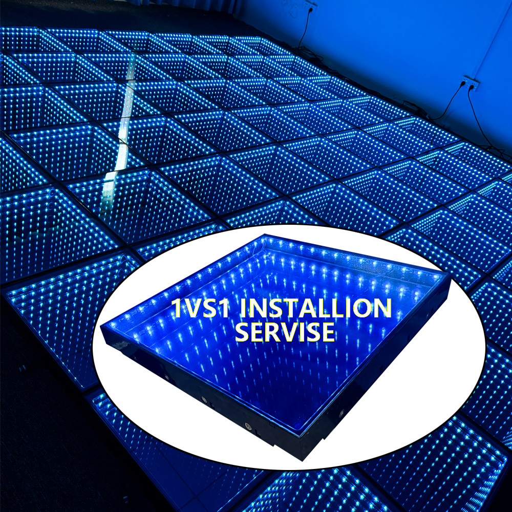 Fast Setup DJ Light 2ft by 2ft Wireless 3D Mirror Magnet LED Dance Floor Wireless Portable Disc DJ Party RGB Light