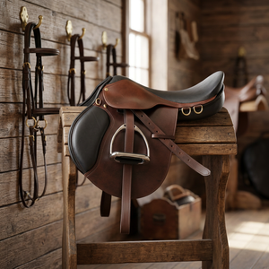Selle d'équitation en cuir, rouge, de gamme, siège pour cheval - Product Image 2
