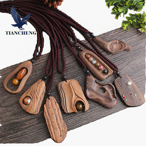 Collar de Cuentas de Madera con Cadena Larga y Piedra Natural Vintage para Mujer - Product Image 5