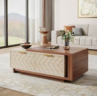 Mesa de Centro de Madera Retráctil Moderna y Duradera, Ajustable de 42 a 65 Pulgadas, con 2 Cajones Reversibles para Almacenamiento