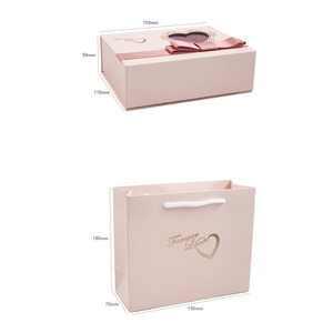 Luxury Book Shape Magnetic Jewelry <b>Box</b> with Heart Window & Bowknot Eternal Rose Flower <b>Gift</b> Packaging for Ring <b>Earring</b> Necklace - Product Image 5