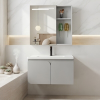 Meuble-lavabo de salle de bain moderne en acier inoxydable WJL, vasque en céramique intelligente avec éclairage LED, directement de l'usine
