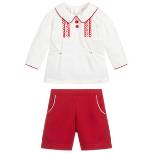 Ropa para Niños, Conjuntos de Ropa para Bebés, Camisas, Pantalones Cortos, Overoles, 2 Piezas, Estilo Vintage, Venta al por Mayor, 08AS105375 - Product Image 5