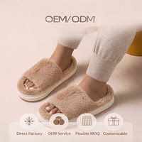 Sandales ouvertes pour femmes, respirantes, tendance, en peluche, pour la maison, semelle en PVC antidérapante, confortables et moelleuses