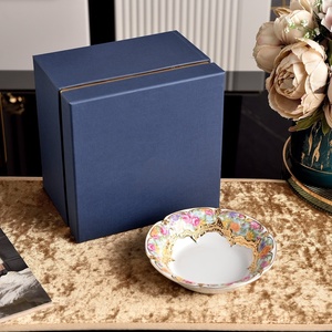 Hot Selling Luxury Modern Country Style Gold Rim <b>Dinner</b> Bowl <b>Set</b> Custom Size <b>Bone</b> <b>China</b> Deep Plates Dishwasher Microwave Safe - Product Image 2