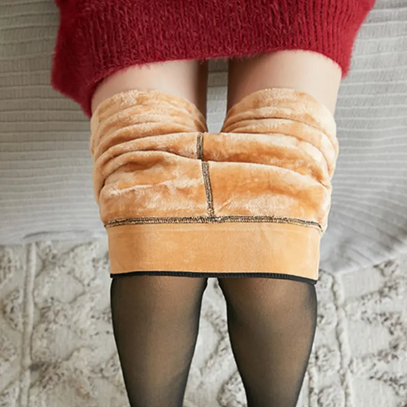 Kadın saydam yüksek bel ayaklı tozluk, kadınlar için termal çorap sıkı ince termal lined fleece astarlı tayt