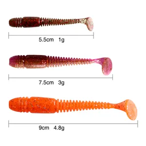 Iscas de plástico macias de borracha, isca de peixe macia, iscas t tail de água doce