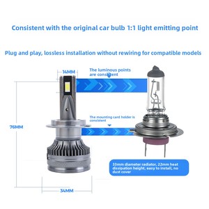 Bullet-style Car <b>LED</b> Headlight Bulbs 12V Ultra-Bright 16000 Lumens with Dual Heat-Conducting Copper <b>Tubes</b> - Product Image 3