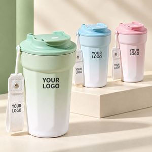 แก้วกาแฟแบบพกพา ดีไซน์ใหม่ ปากดูดตรง พร้อมฝาปิดซิลิโคน สกรีนโลโก้ได้ เหมาะสำหรับห้างสรรพสินค้า - Product Image 4