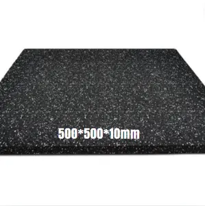 Azulejo de borracha para piso de ginásio 10mm Borda Reta piso de borracha cor preta com 10% de mancha EPDM