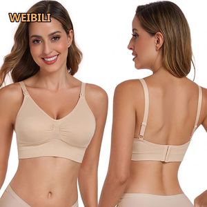 LOGO Custom Comfort Wireless Front Open Maternidad <span class=keywords><strong>Embarazo</strong></span> Mujeres Windows Deportes Sujetador de lactancia sin costuras para mujeres - Product Image 5