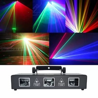 Projecteur laser RGB à 3 têtes avec animation, 45W, pour scène, avec effets de vagues, points, faisceaux, DMX et son, idéal pour bars, soirées et discothèques