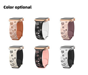 Correa de Reloj de Silicona de Dos Colores con Hebilla de Mariposa y Grabado de Flores, Transpirable, para Relojes <span class=keywords><strong>Apple</strong></span> Ultra 11 10 9 8 <span class=keywords><strong>7</strong></span> 6 5 4 3 2 SE - Product Image 3