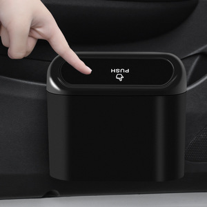 Cubo de basura para coche, rectangular, negro, de plástico, con tapa de apertura a presión, para colgar en el asiento trasero, universal, para uso en el interior del coche. - Product Image 4